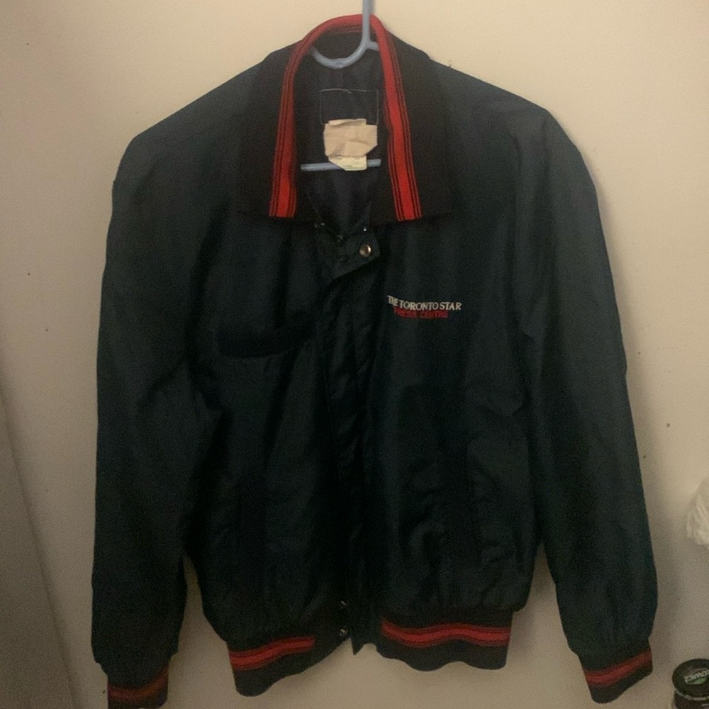 Incredible Vintage Official Toronto Star Full Zip Press Jacket 100% Nylon SZ L